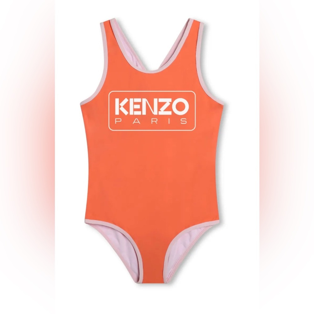 Kenzo Kids logo-print contrastring-trim Swimsuit